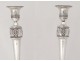 Pair candlesticks massive silver candlesticks Empire Coq Bibron masks nineteenth