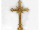 Croix procession Christ crucifix bronze doré fleurs lys XIXème siècle