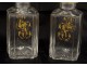 crystal liquor decanters pair carved gilt monogram nineteenth century Baccarat