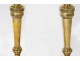 Pair candlesticks torches Empire gilt bronze lion palmettos candlestick 19th