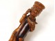 Cane old monkey scientist carved wooden cane thorny Folk Art XIX