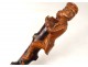 Cane old monkey scientist carved wooden cane thorny Folk Art XIX