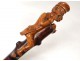 Cane old monkey scientist carved wooden cane thorny Folk Art XIX