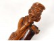 Cane old monkey scientist carved wooden cane thorny Folk Art XIX