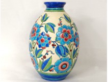 Ceramic Vase Boch Frères Keramis Belgium Catteau flowers Art Deco XXth