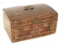 leather box box gilded antique iron casket flowers french eighteenth century