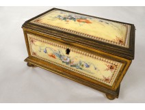 gilt bronze box box enamel flowers pearl padded Napoleon III nineteenth