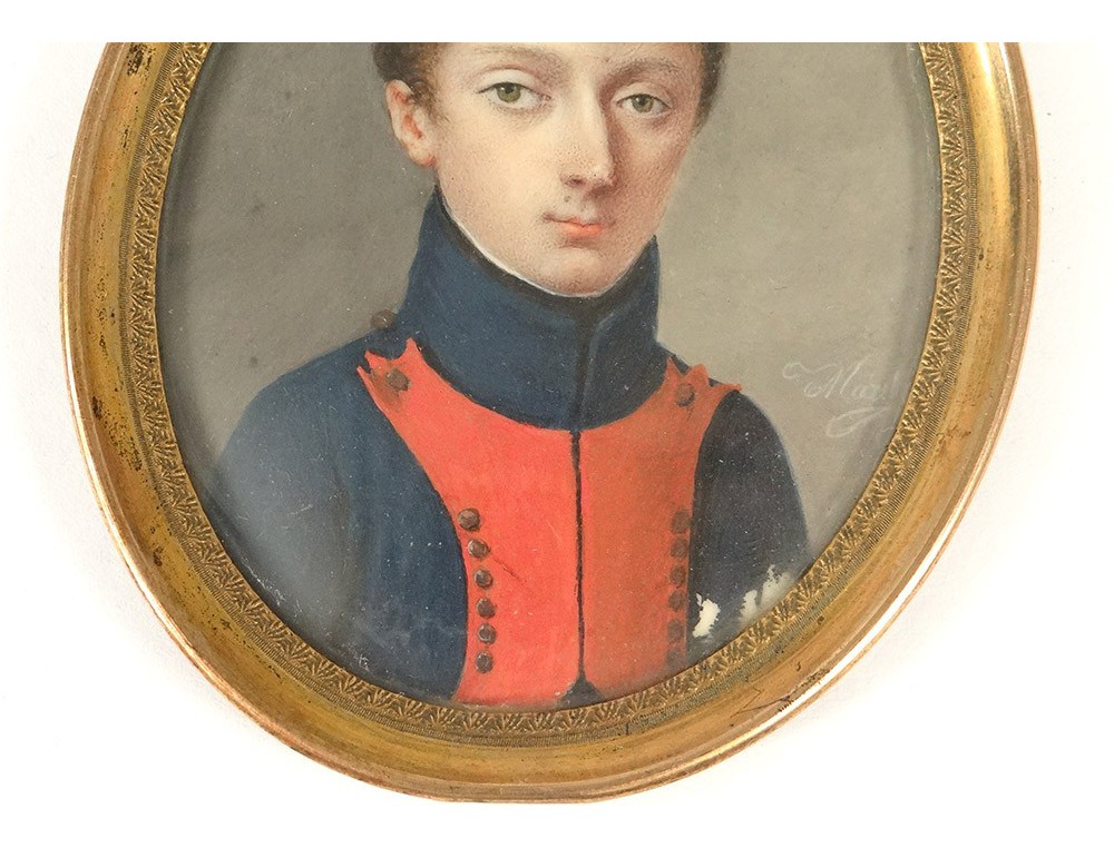 Painted Oval Miniature Portrait Young Man Executive Officer Marelle 18th