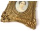 painted miniature brass frame young woman painting XIX century portrait