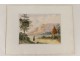 Gouache landscape mountains pond landscape character XIX century painting