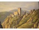 Gouache view castle Pfalzgrafenstein Kaub Rhine Germany Falkenau island nineteenth