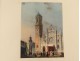 2 marble campanile church gouaches Tuscany Florence Italy 19th characters