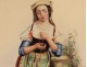 Gouache young woman Communion rosary cross nineteenth century portrait