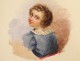 Gouache child portrait dated traditional painting XIX century costume