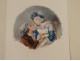 Watercolor couple man kneeling portrait caps nineteenth century