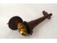 Copper hunting horn round horn nineteenth century leather case