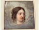 Watercolor young woman hairstyle nineteenth century portrait