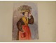 Watercolor portrait young woman cart Flowers nineteenth century