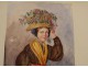 Watercolor portrait young woman cart Flowers nineteenth century