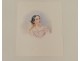 Watercolor portrait elegant lady necklace nineteenth century pearls