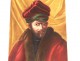 Russian man gouache portrait turban nineteenth century fur coat