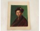 Russian fur hat man portrait gouache XIXth century fur coat