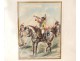 Watercolor portrait 7th cuirassiers horses trumpet battlefield nineteenth