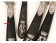 24 knives of ebony and silver monogrammed crowned, 19th