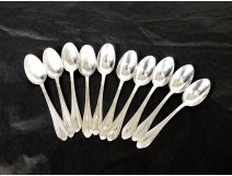 Set of 10 teaspoons solid silver Minerva first title