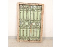 Moroccan wrought iron grille painted wood window Maghreb Morocco Atlas Deco XXth