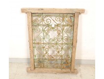 Moroccan wrought iron grille painted wood window Maghreb Morocco Atlas Deco XXth