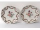 Pair of porcelain plates dishes Company India rose family eighteenth flowers