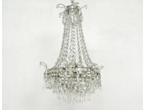 Charles X chandelier trash chandelier crystal glass carved garlands nineteenth