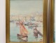 Marseille port 2 watercolors for boats Marius Hubert-Robert South France XXth