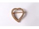 Brooch heart 18K solid gold eagle small beads twentieth century head