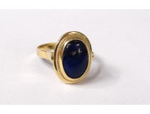 gold jewel ring Solid 18K blue stone lapis lazuli gold XXth century