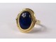 gold jewel ring Solid 18K blue stone lapis lazuli gold XXth century