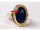 gold jewel ring Solid 18K blue stone lapis lazuli gold XXth century