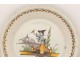 Earthenware plate Nevers Chinese character bird eighteenth century bridge