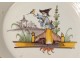 Earthenware plate Nevers Chinese character bird eighteenth century bridge