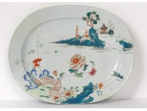 oval plate porcelain India Company China landscape eighteenth pagoda