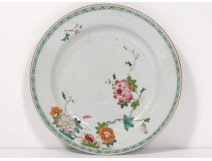 Flat plate porcelain India Company eighteenth green flowers family