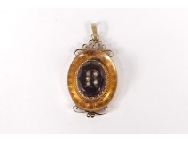 Medallion pendant photo-door solid 18K gold amethyst beads NapIII nineteenth