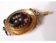 Medallion pendant photo-door solid 18K gold amethyst beads NapIII nineteenth