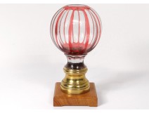 Ball of colored cut glass staircase Baccarat golden brass nineteenth wood