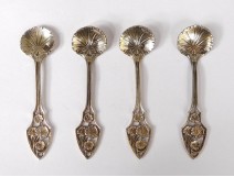 4 tablespoons salt silver gilt leaves Minerva Art Nouveau XIXth century