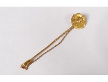 Hairpin tie gem 18K solid gold medal Spring Art Nouveau XIXth