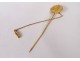 Hairpin tie gem 18K solid gold medal Spring Art Nouveau XIXth