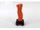 Small coral statuette Zhoulao philosopher nineteenth century China