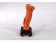 Small coral statuette Zhoulao philosopher nineteenth century China